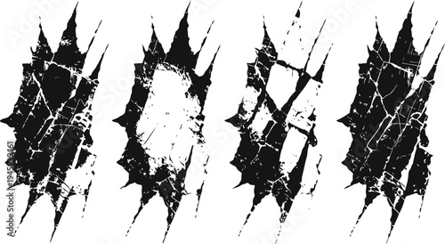 grunge claw scratch marks set animal scratches on white background, distressed vector design elements