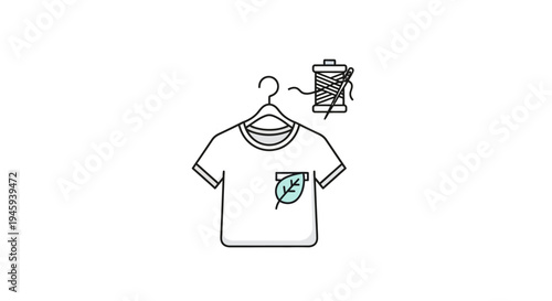 T shirt with green pocket logo.