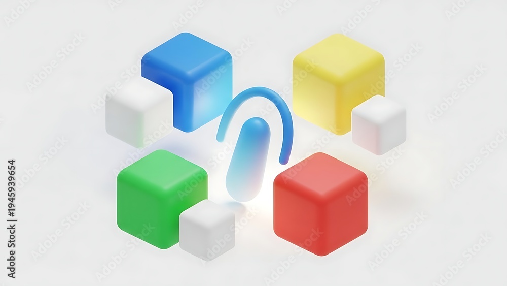 Fototapeta premium Abstract cubes with a wave form in center