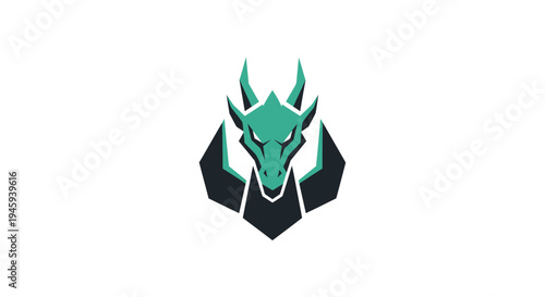 Teal dragon head logo emblem.