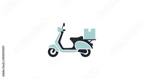 Teal scooter with delivery box.