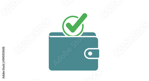 Teal Wallet with Green Check Mark.