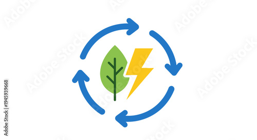 Sustainable energy leaf lightning eco symbol.
