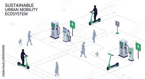 Sustainable Urban Mobility Ecosystem with Electric Scooters.