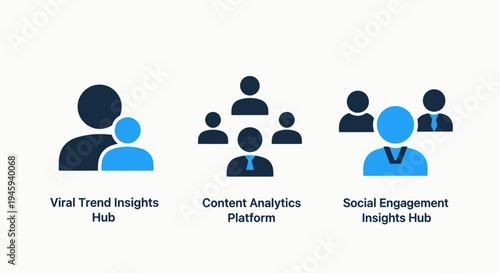 Viral trend social engagement and content analytics platform icons