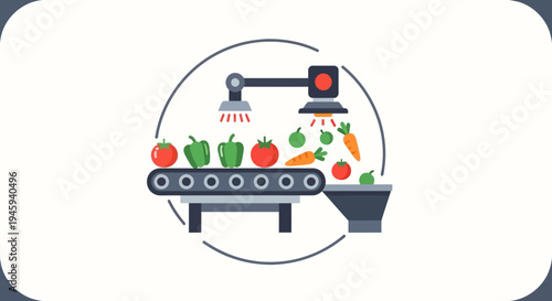 Vegetables on a conveyor belt.