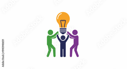 Three people holding a light bulb.