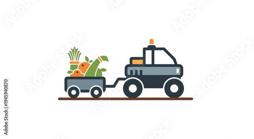 Tractor pulling a vegetable cart.