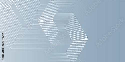 Abstract hexagonal line on gradation gray background. Modern geometric line art design vector illustration background