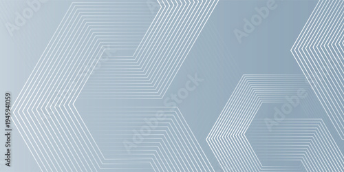 Abstract hexagonal line on gradation gray background. Modern geometric line art design vector illustration background