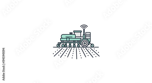 Tractor with seeding equipment planting crops.