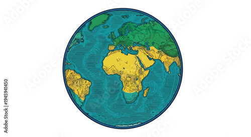 Stylized illustration of earth showing africa europe and asia