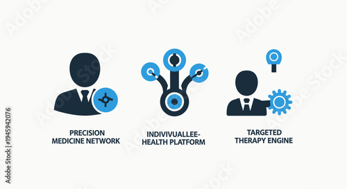 Precision medicine and individual health platform icons for targeted therapy and patient care