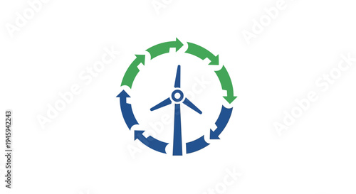 Wind turbine eco friendly energy symbol.
