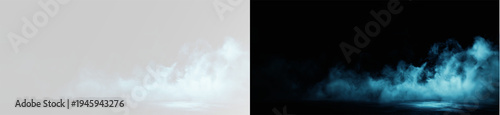 Fotografie Futuristic blue neon smoke fog effect with glowing mist energy for cyberpunk atm