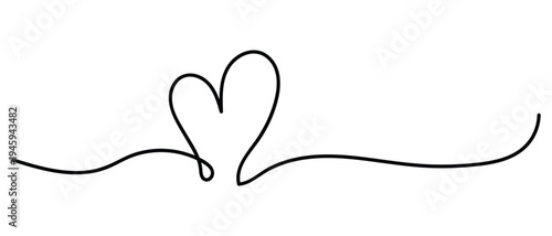 Single Line Heart Drawing Abstract Minimalist Symbol