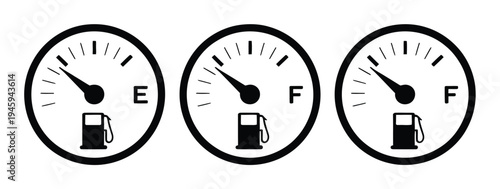 Fuel Gauge Vector Illustration with Gas Pump Icons