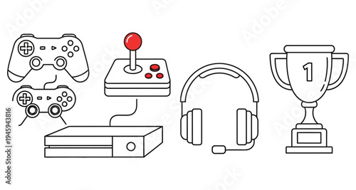 Video Game Console Controller Joystick and Esporta Gaming Icon Pack