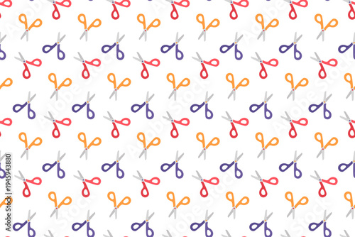 Seamless pattern with stationery scissors. Minimal vector background for school, office and craft themes. Perfect for wrapping paper, textile, packaging, decor, print, notebooks and creative design.