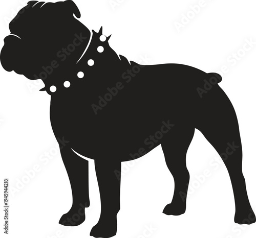 Bulldog barking pose black silhouette vector