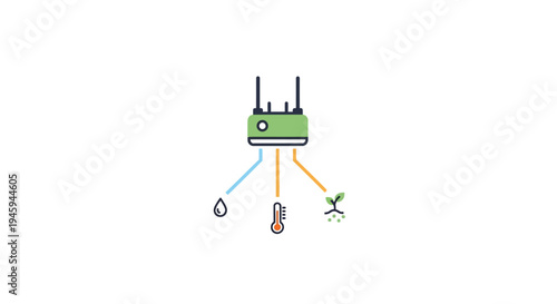 Wireless router with network cables connected.