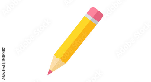Yellow Pencil with Pink Eraser Tip.