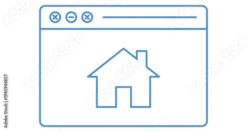 Homepage Website Interface and Real Estate House Property Outline Icon