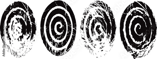 black and white circular wood grain texture patterns grunge distressed tree rings with rough scratched surfaces