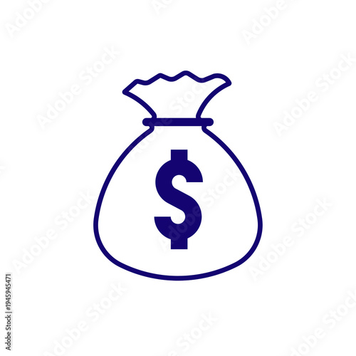 Purple dollar sign bag of money isolated on transparent background