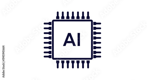 AI chip microchip icon for artificial intelligence and technology, vector symbol