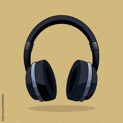 Black modern headphones with soft ear cushions