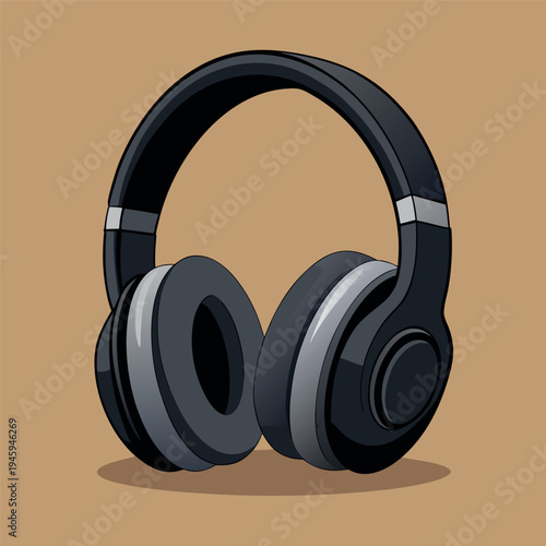 Black modern headphones with soft ear cushions