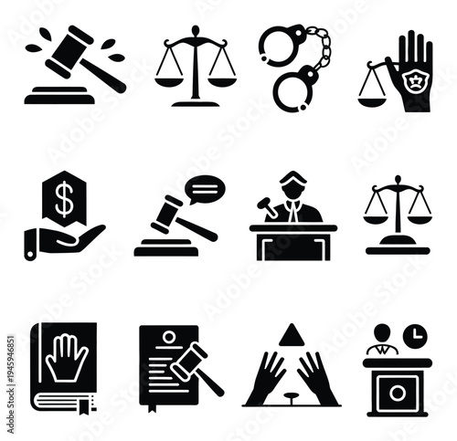 Law and Justice Vector Icons Set