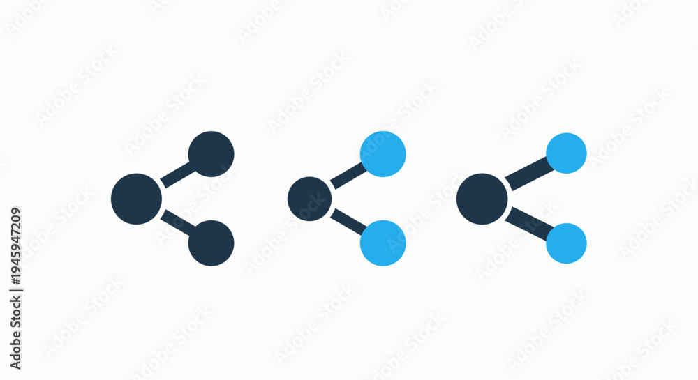 Fototapeta premium Share connection network icon set for social media, data transfer, and digital communication
