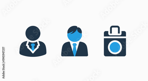 Business people user profile and calendar event icon set for corporate scheduling and team management