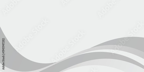 Minimalist white abstract background featuring smooth curved wave shapes and subtle gray gradients.