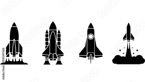 space shuttle launch,Space rocket vector illustration,New scientific invention of space rocket set