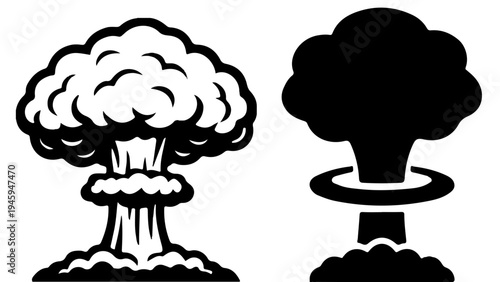 Massive smoke clouds rising after powerful explosion,Giant blast cloud forming dramatic sky plume,Huge explosion smoke cloud spreading in the sky