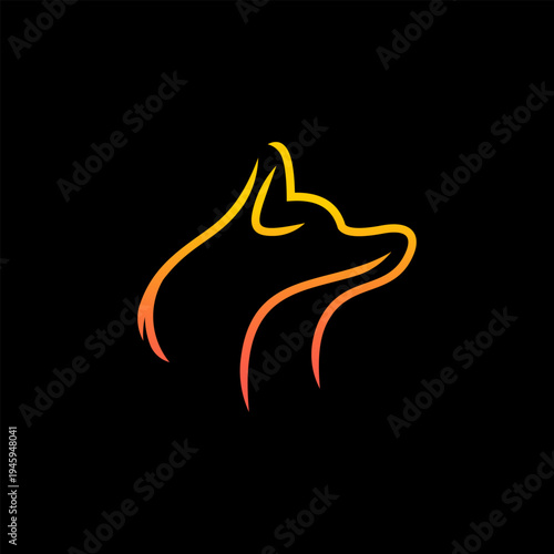 Minimalist Fox Head Line Art Logo Design