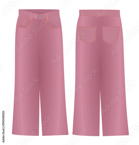 Pink jeans pants. vector illustration