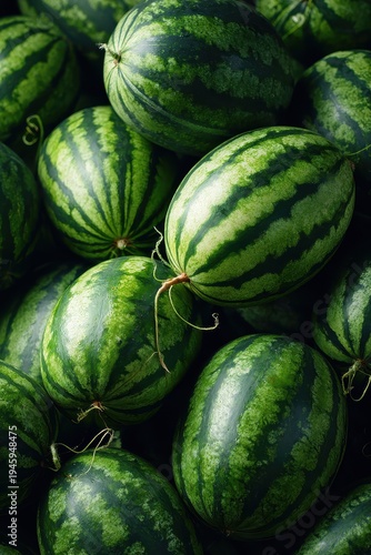 Stack Of Mini Watermelons In Crate Display