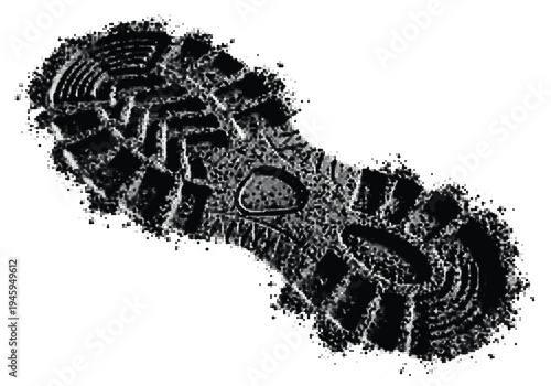 Monochrome footprint sole pattern with textured grip