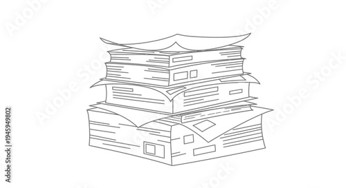 Tall stack of loose papers and documents rests unevenly, suggesting an overwhelming amount of administrative paperwork requiring immediate attention.