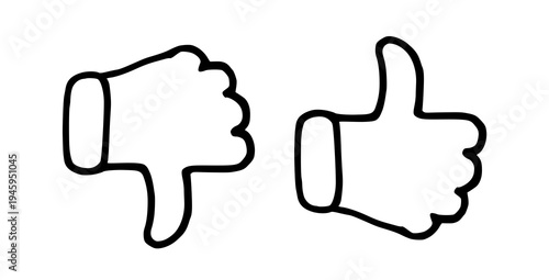 like and dislike button thumb up and down vector illustration doodle