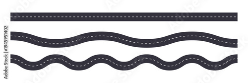 Horizontal asphalt road template. Winding road vector illustration. Seamless highway marking Isolated on background. Vector illustration. EPS 10 .