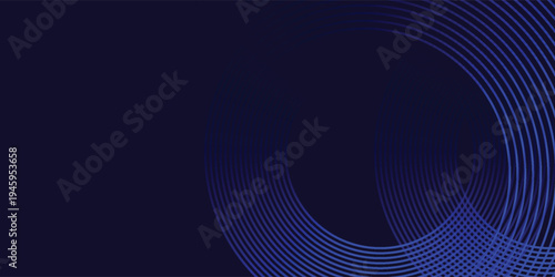 Futuristic dark vector background with glowing blue circular arcs and concentric line patterns