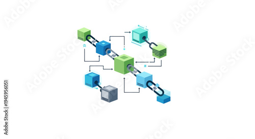 Blockchain Technology Network Concept - Digital Cubes Connected