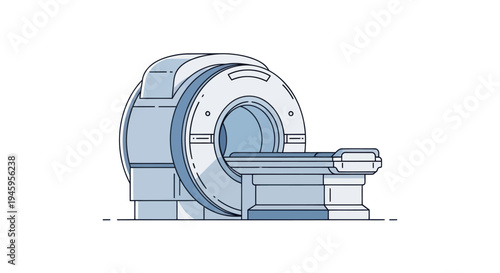 Modern MRI Machine Illustration, Medical Imaging Equipment, Diagnostic Scanner