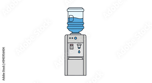 Modern Water Cooler Dispenser with Blue Water Bottle and Taps - Isolated
