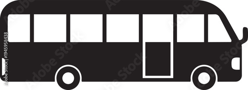 Silhouette of a Passenger Bus: A sleek black silhouette of a passenger bus against a backdrop. Emphasizing its robust form, ready for journey. 